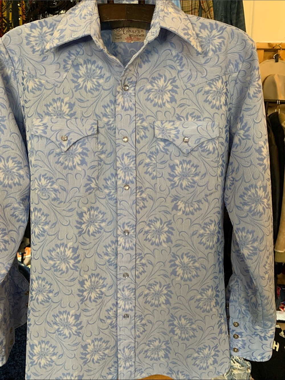 Light Blue Floral Western Shirt -